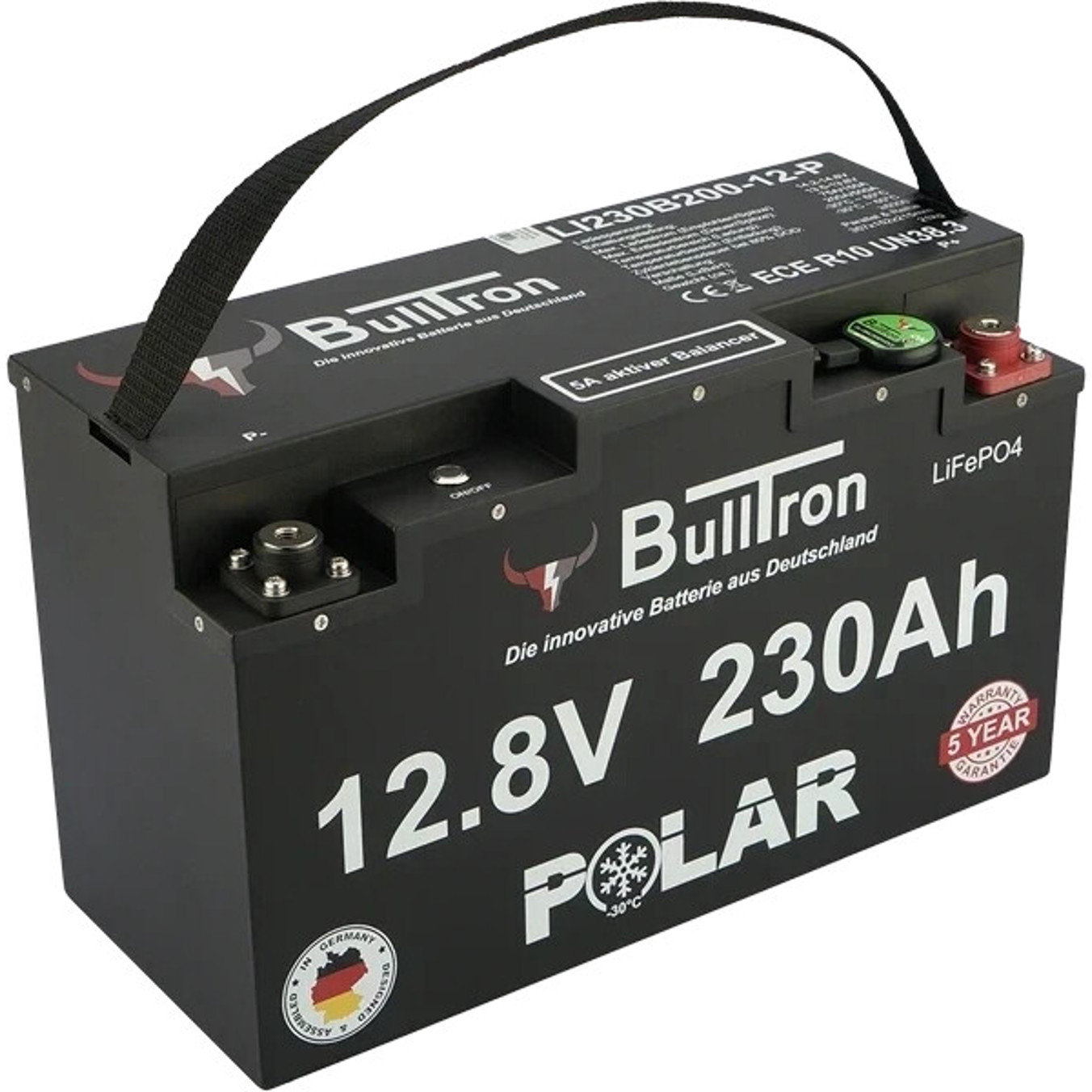 BullTron 12V 230Ah Lithium-Ionen-Akku (Modell LI230B200-12-P) - Ideale Lösung für Stromspeicher