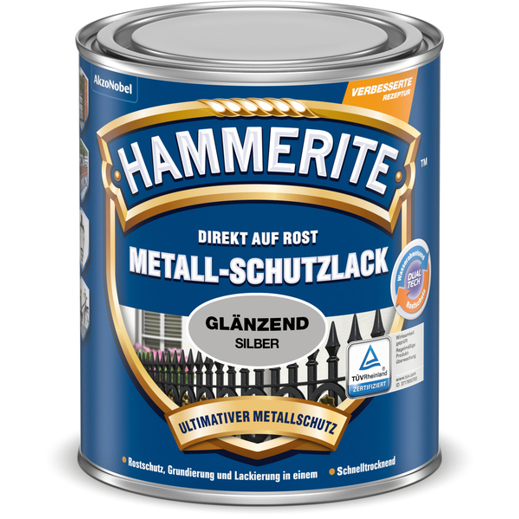 Hammerite Glänzend Silber Metall-Schutzlack - Alkydharzlack, 0,75 l