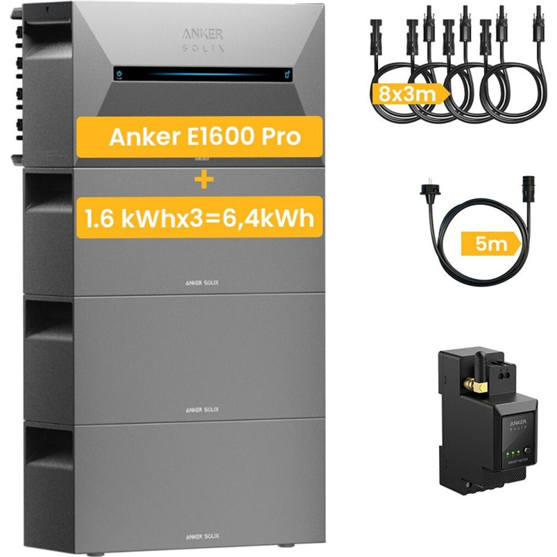 Anker SOLIX Solarbank 2 E1600 Pro mit 3x BP1600 - Hochleistungs-Stromspeicher