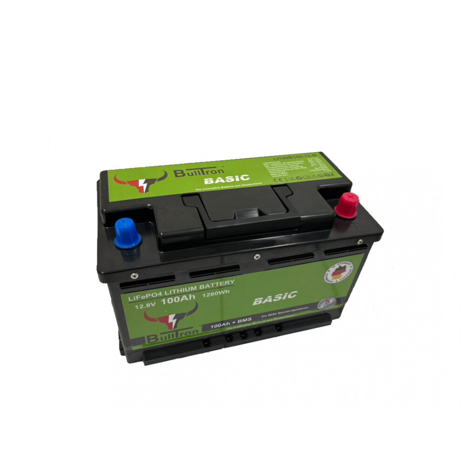 BullTron 100Ah LiFePO4 Akku - 12,8V (Modell: LI100B150-12-B) - Hochleistungs-Stromspeicher