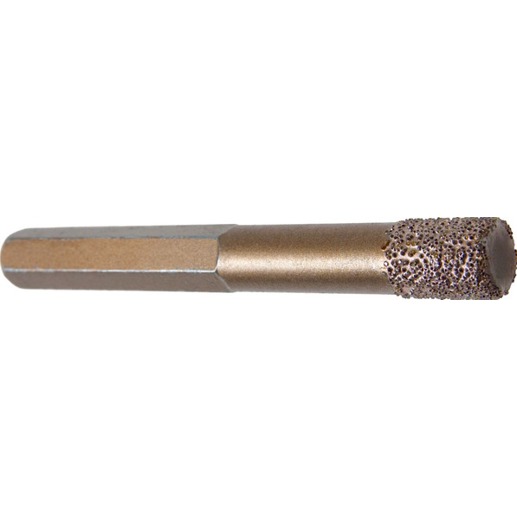 Diamant Trockenbohrer | ø 12 mm, Wachsfüllung 6-kant Schaft | für harte Fliesen | Feinstein | Keramik oder Glas | keine weitere Kühlung erforderlich