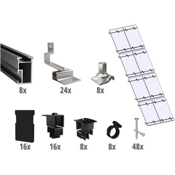 Gems Solavento Typ 1 Befestigungs-Set für 8 Solarmodule - Ideal für Schrägdächer | Solarzubehör