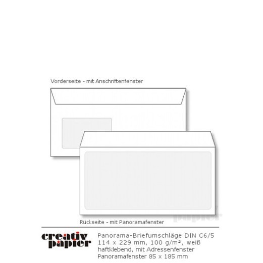 Panorama-Fensterbriefumschläge DIN C6/5 - Adress- und Panoramafenster Panorama-Fensterbriefumschläge DIN C6/5 - Adress- und Panoramafenster