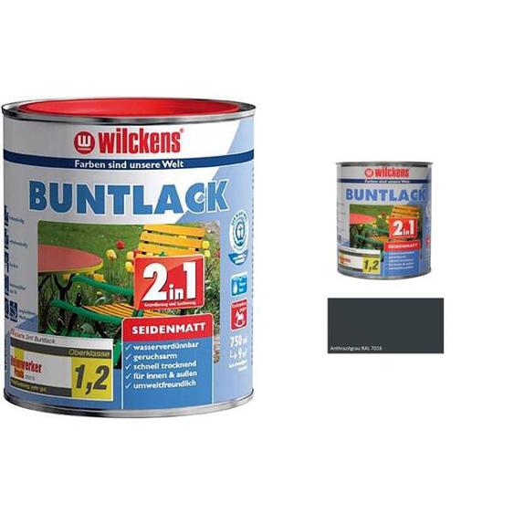 Wilckens Buntlack 2in1 Seidenmatt | RAL 7016 Anthrazitgrau | 0,75L - Hochwertiger Seidenmattlack für exzellente Oberflächen