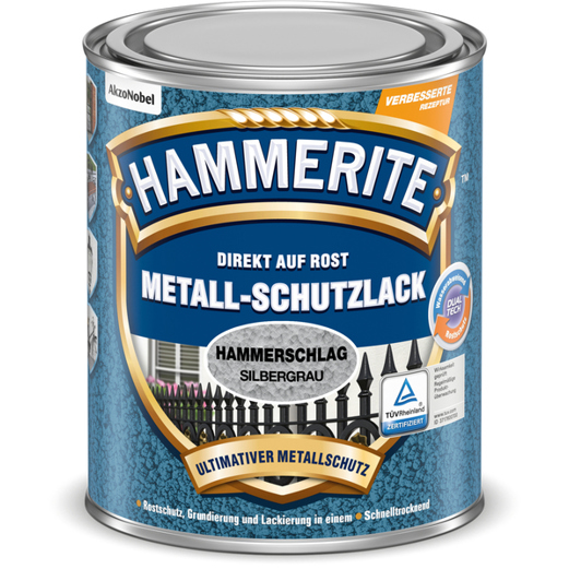 Hammerite Metall-Schutzlack Hammerschlag - Silbergrau, 0,75 l