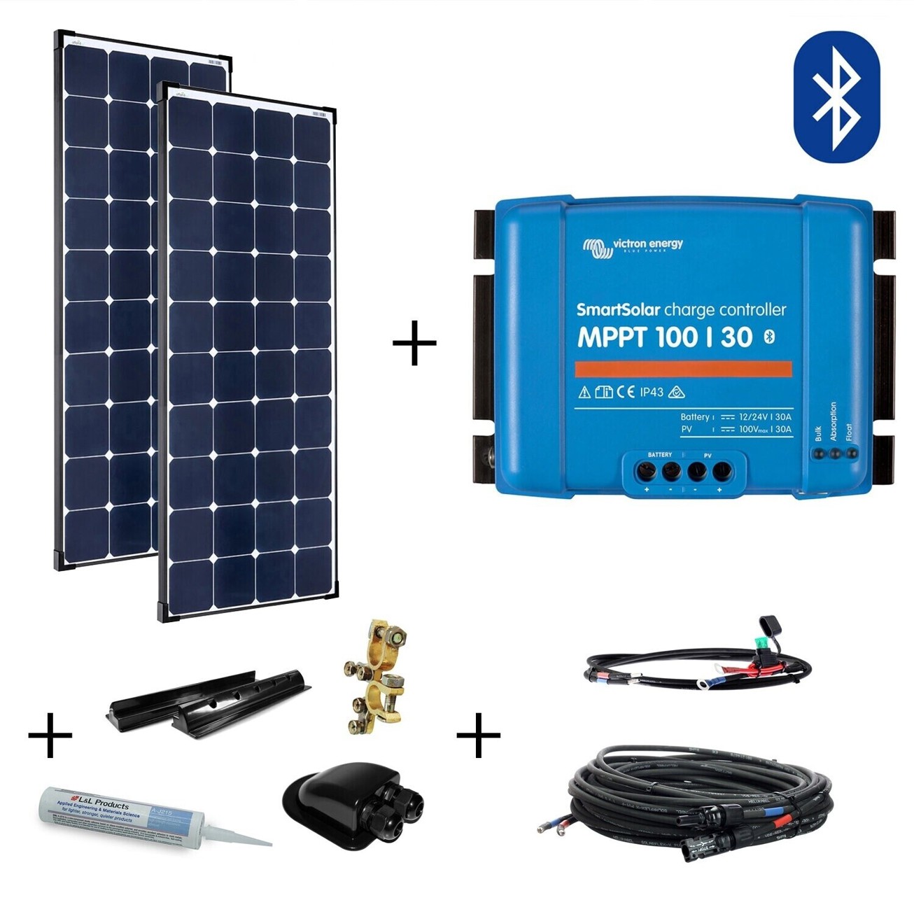 Komplettset 300W Wohnmobil-Solaranlage mit Victron MPPT Laderegler - Ideal für Camper und Freiheitsliebende