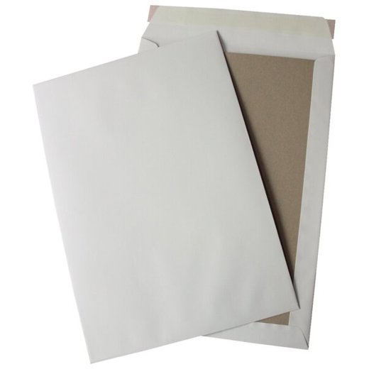 Papprückwand Versandtasche DIN B4 - Haftklebend - Weiß - 110g/qm - Ohne Fenster - 12 Stück