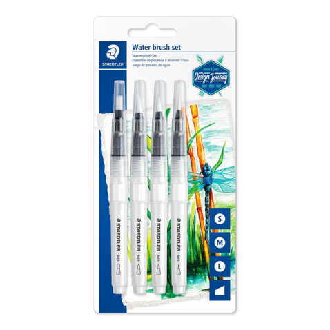 STAEDTLER® 949 Wasserpinsel Set - 4-teilig: Rund Fein, Rund Medium, Rund Groß, Keilspitze