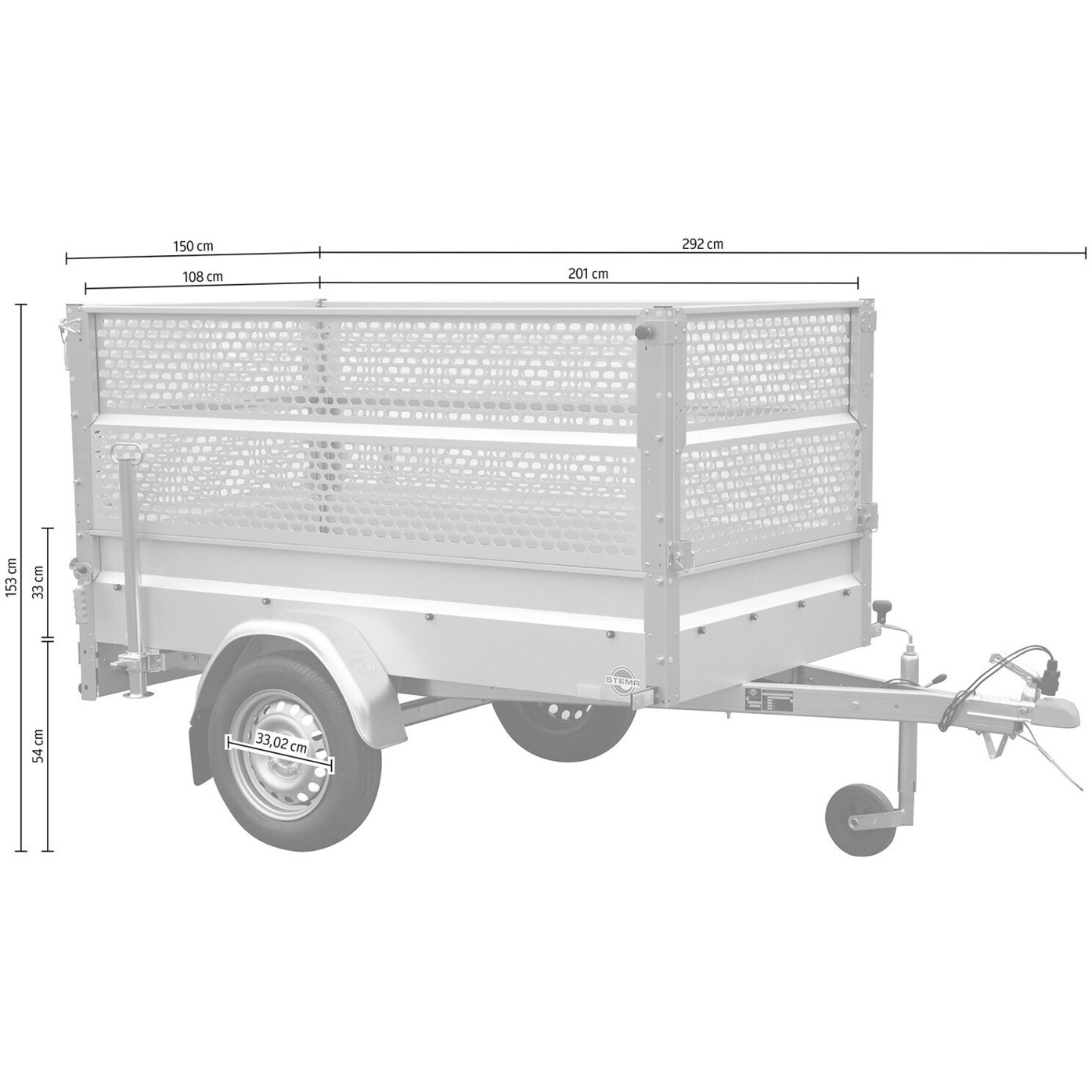 Stema Basic 750 PKW Anhänger mit Gitteraufsatz
