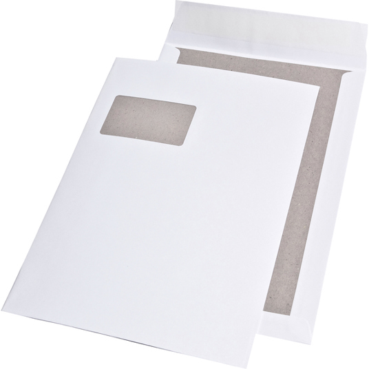 Haftklebende Versandtasche DIN C4 | 229 x 324 mm | Weiß | 120 g/m² | Papprückwand