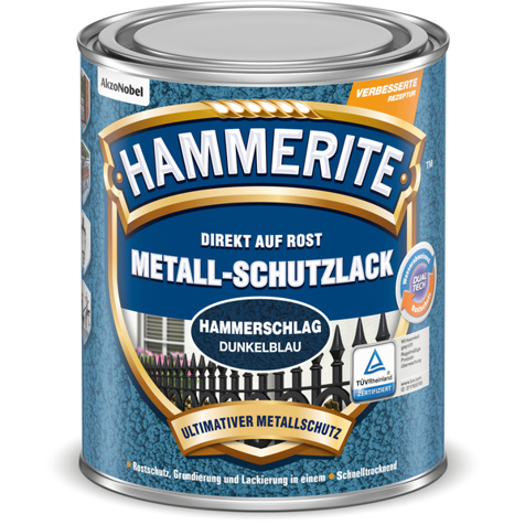 Hammerite Metall-Schutzlack Hammerschlag Dunkelblau - 0,75 l | Alkydharzlack für optimalen Korrosionsschutz